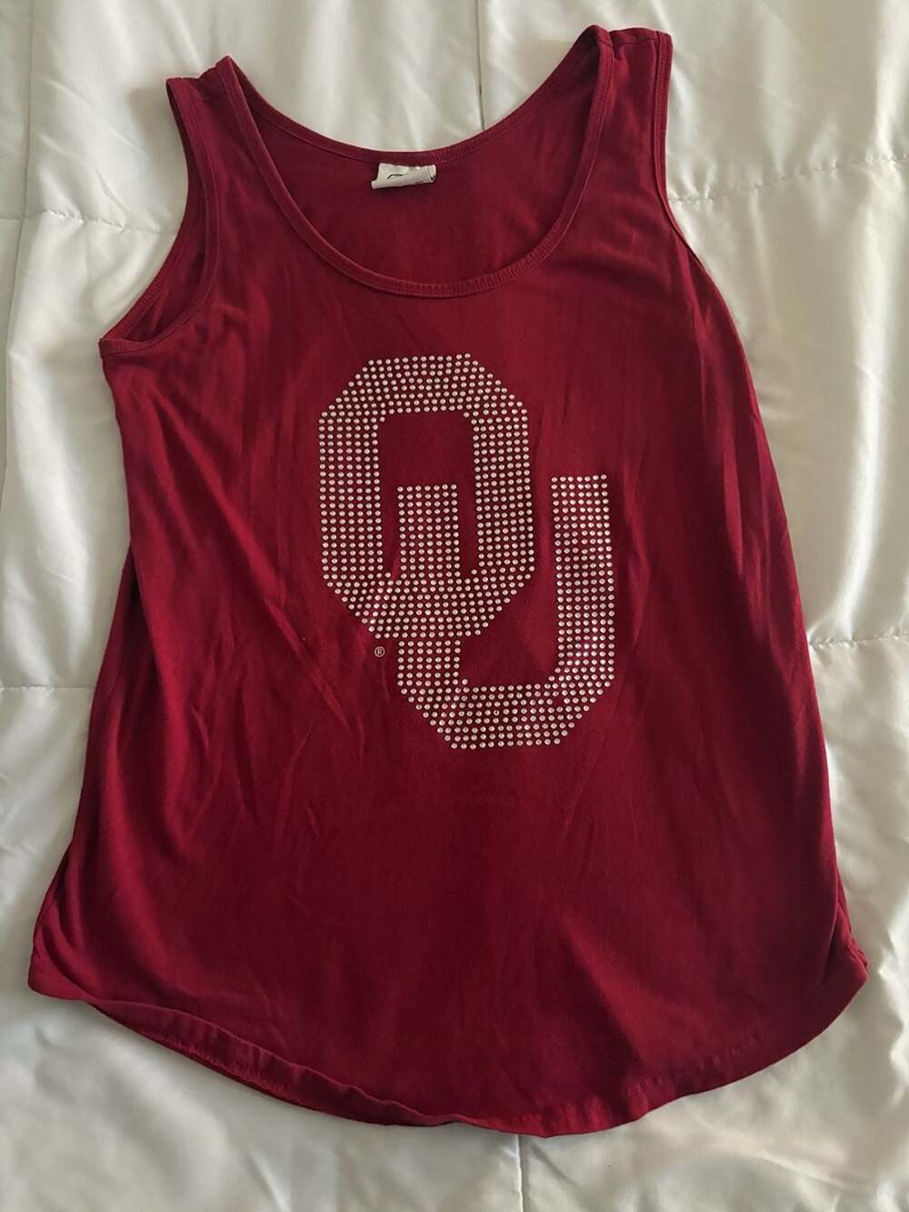 E5 Women's Oklahoma Sooners OU Rhinestone Graphic Tank Top